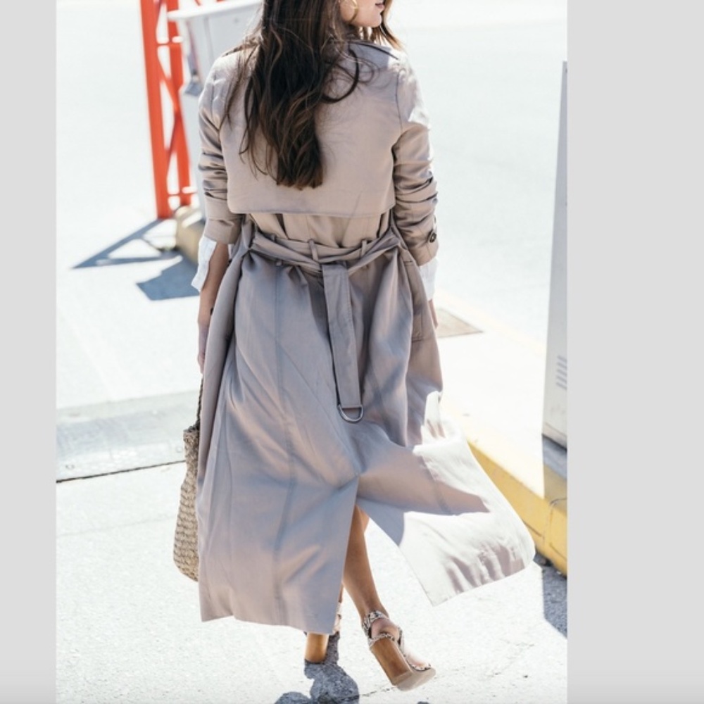 Pull&Bear special edition long cream tan trench coat - Picture 4 of 6